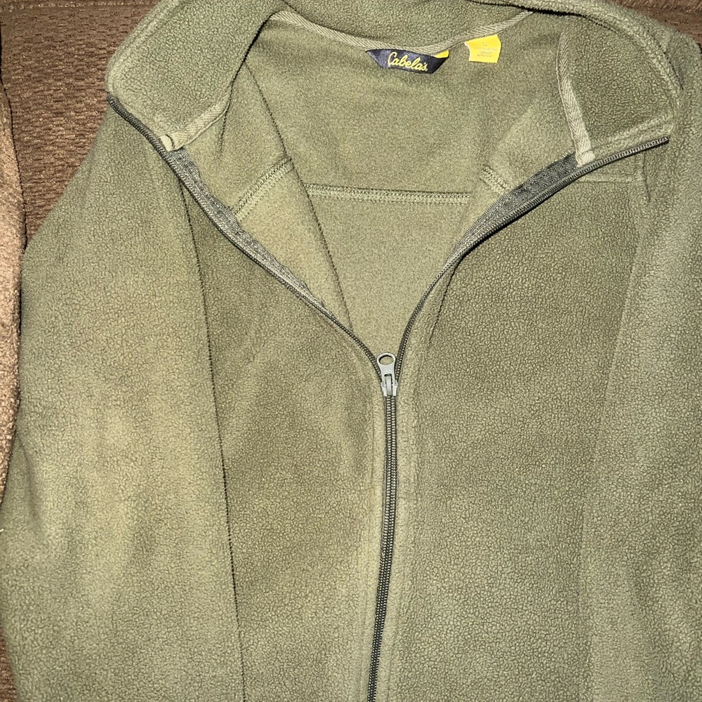 Cabela's Olive Green Fleece Zip Up Sweatshirt